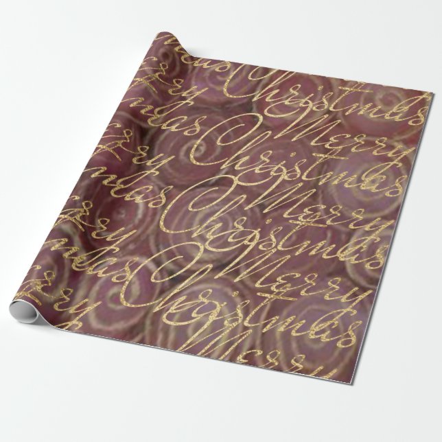 Christmas Crimson and Gold Wrapping Paper (Unrolled)