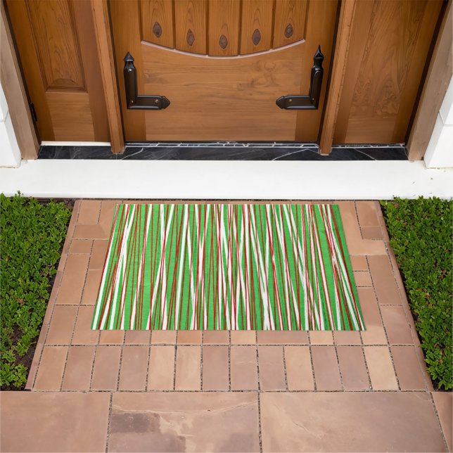 Christmas Crisscross, red and green Doormat (Outdoor)