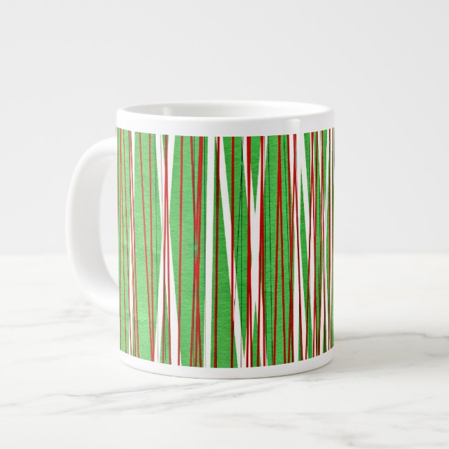 Christmas Crisscross, red and green Large Coffee Mug (Front Left)