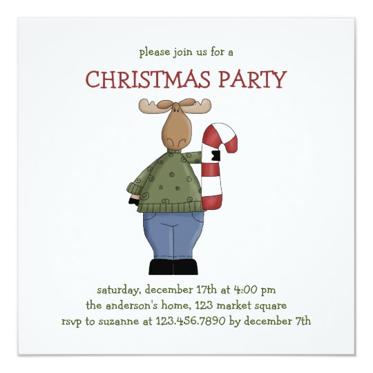 Christmas Critters · Moose & Candy Cane Card