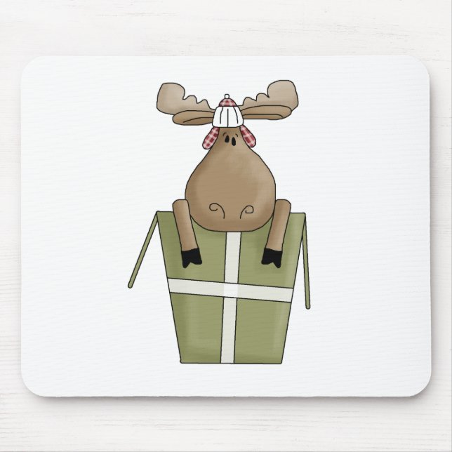 Christmas Critters · Moose & Gift Box Mouse Mat (Front)