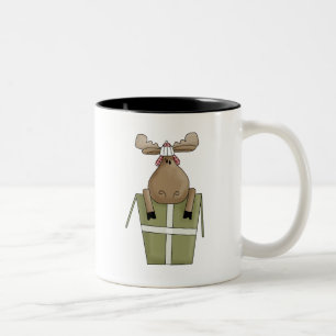 Christmas Critters · Moose & Gift Box Two-Tone Coffee Mug