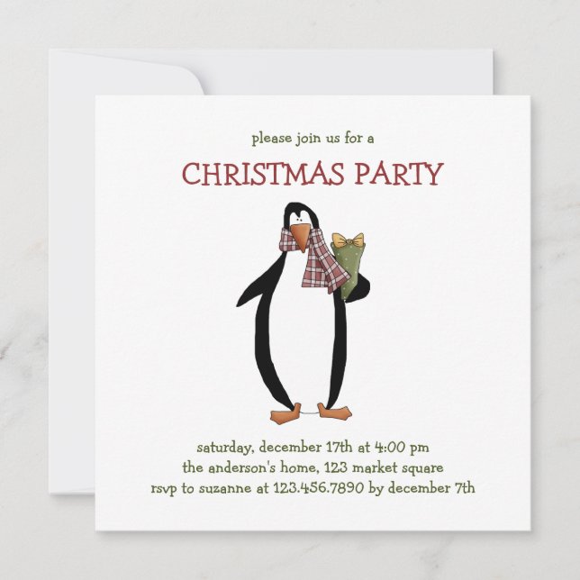 Christmas Critters · Penguin & Gift Invitation (Front)