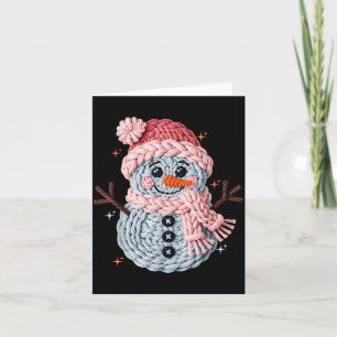 Christmas Crochet Faux Yarn Crochet Snowman Funny Card