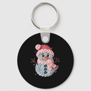 Christmas Crochet Faux Yarn Crochet Snowman Funny  Key Ring