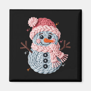 Christmas Crochet Faux Yarn Crochet Snowman Funny Magnet