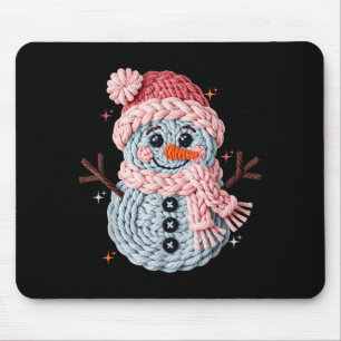 Christmas Crochet Faux Yarn Crochet Snowman Funny Mouse Mat