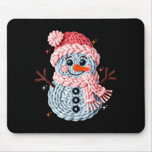 Christmas Crochet Faux Yarn Crochet Snowman Funny Mouse Mat