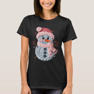 Christmas Crochet Faux Yarn Crochet Snowman Funny T-Shirt