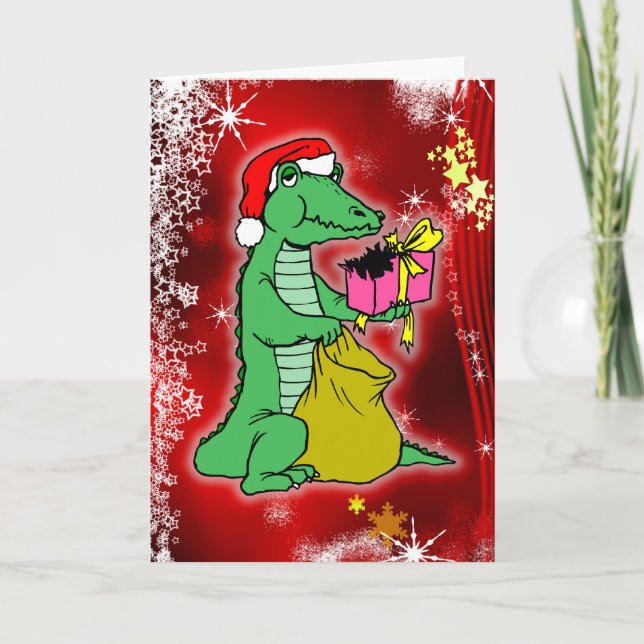 Christmas Crocodile Holiday Card (Front)