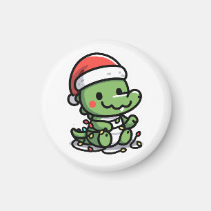Christmas crocodile magnet