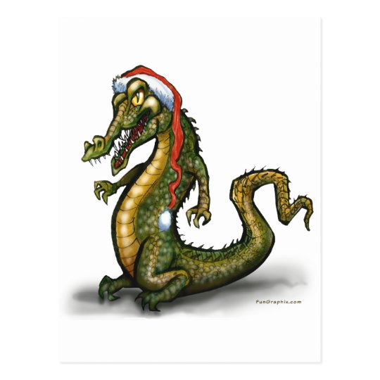 Christmas Crocodile Postcard