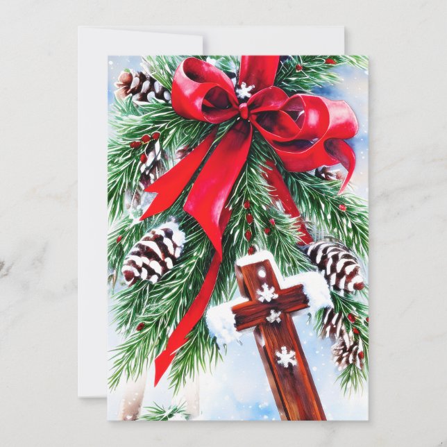 Christmas cross and bow budget  holiday card (Front)