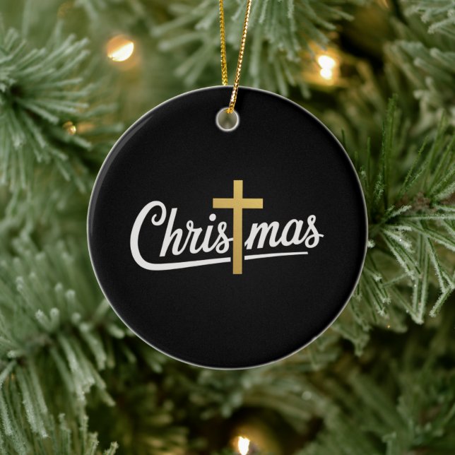 Christmas Cross Family Matching Jesus Gift Idea Ceramic Tree Decoration (Tree)