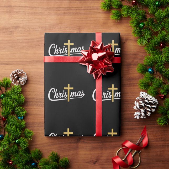 Christmas Cross Family Matching Jesus Gift Idea Wrapping Paper (Holiday Gift)
