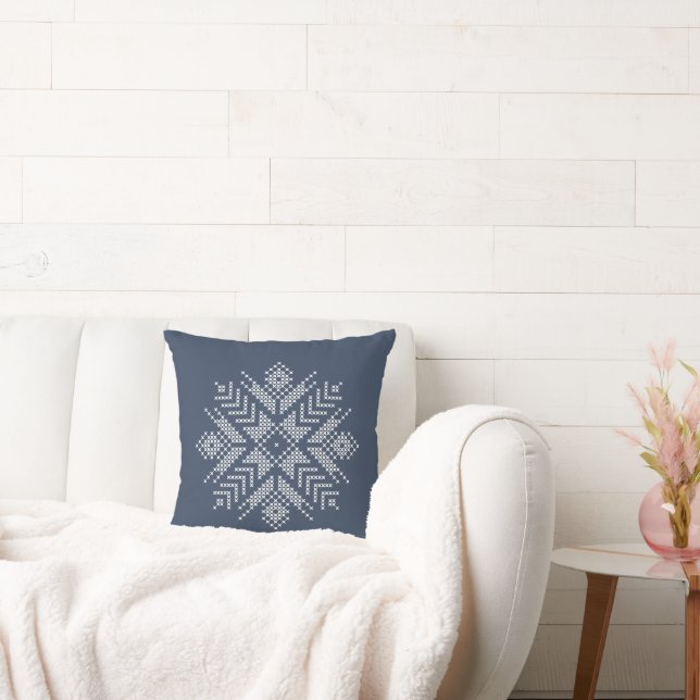 Christmas cross stitch snowflake design cushion (Couch)