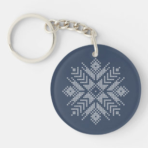 Christmas cross stitch snowflake design key ring