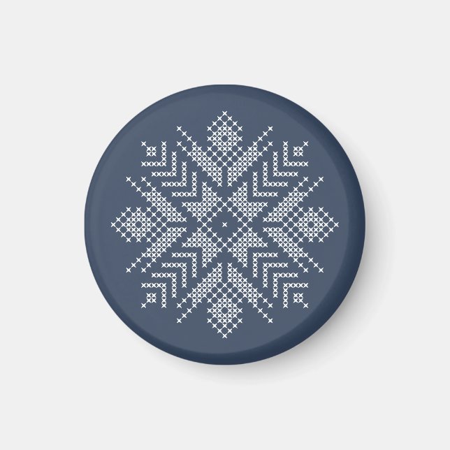 Christmas cross stitch snowflake design magnet (Front)