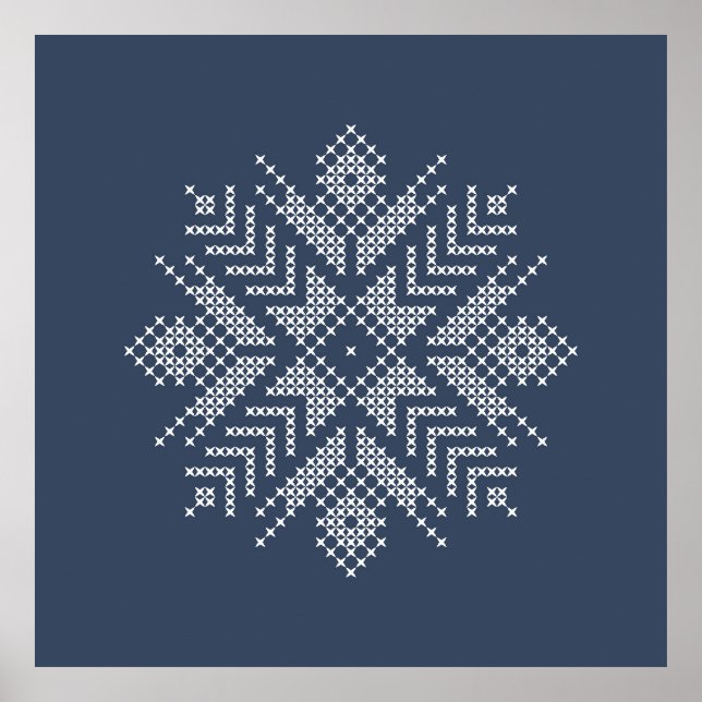 Christmas cross stitch snowflake design poster (Front)