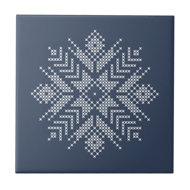 Christmas cross stitch snowflake design tile (Front)