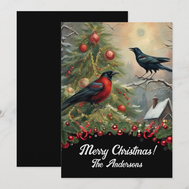 Christmas crow 5, Merry Christmas! Christmas card (Front/Back)