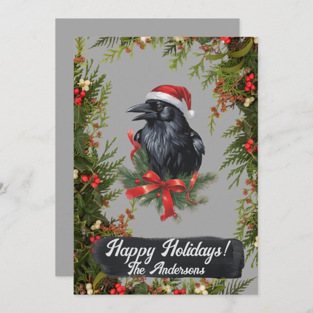 Christmas crow 6, Happy Holidays, Christmas card (Front/Back)