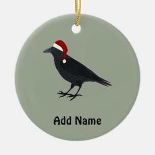 Christmas Crow Ceramic Tree Decoration