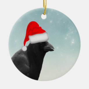 Christmas Crow Ceramic Tree Decoration