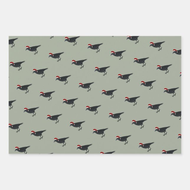 Christmas Crow Wrapping Paper Sheet (Front)