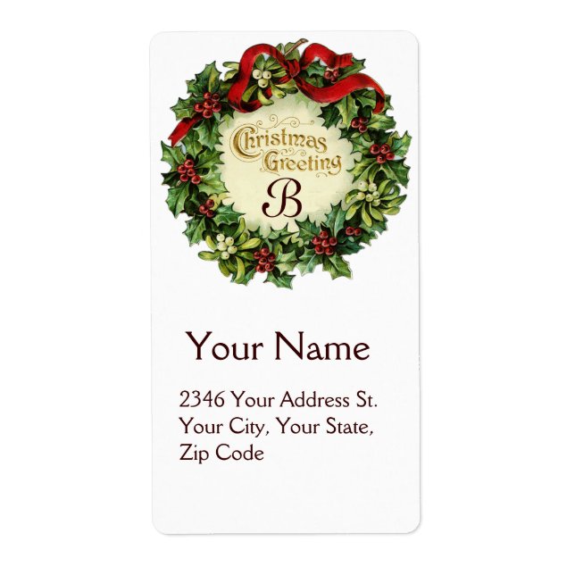 CHRISTMAS CROWN WITH MISTLETOES AND HOLLY BERRIES (Front)