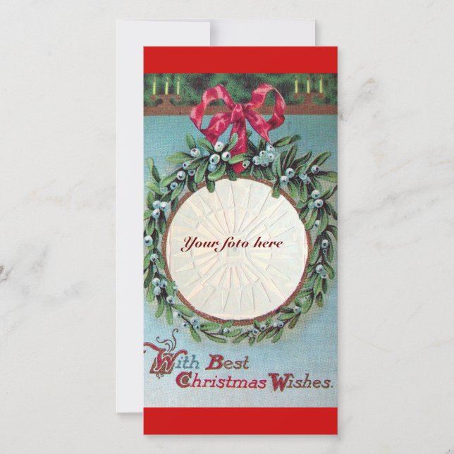 CHRISTMAS CROWN WITH MISTLETOES HOLIDAY CARD (Front)