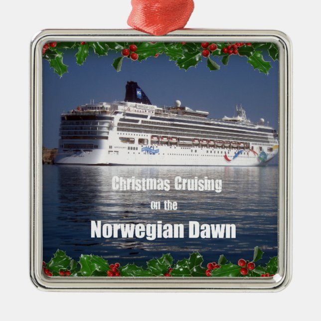 Christmas Cruising on the Norwegian Dawn Metal Tree Decoration (Front)