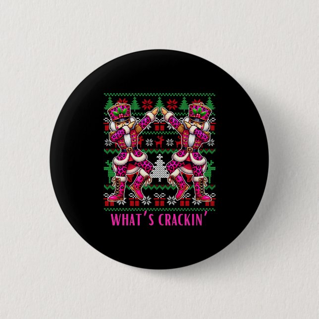 Christmas Crushing It Nutcracker - Funny Retro Ugl 6 Cm Round Badge (Front)