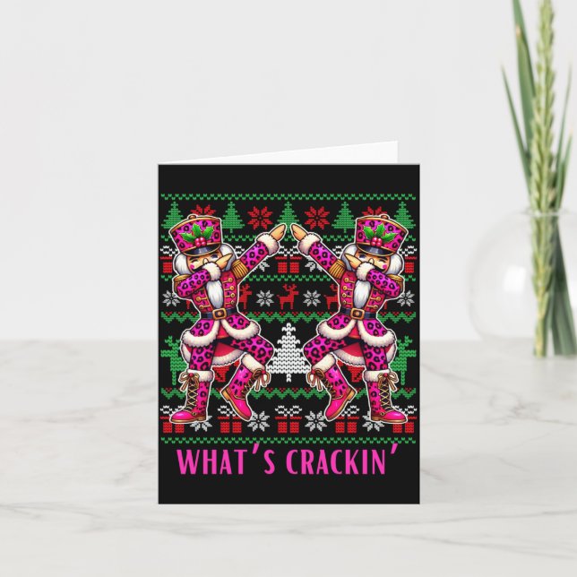 Christmas Crushing It Nutcracker - Funny Retro Ugl Card (Front)