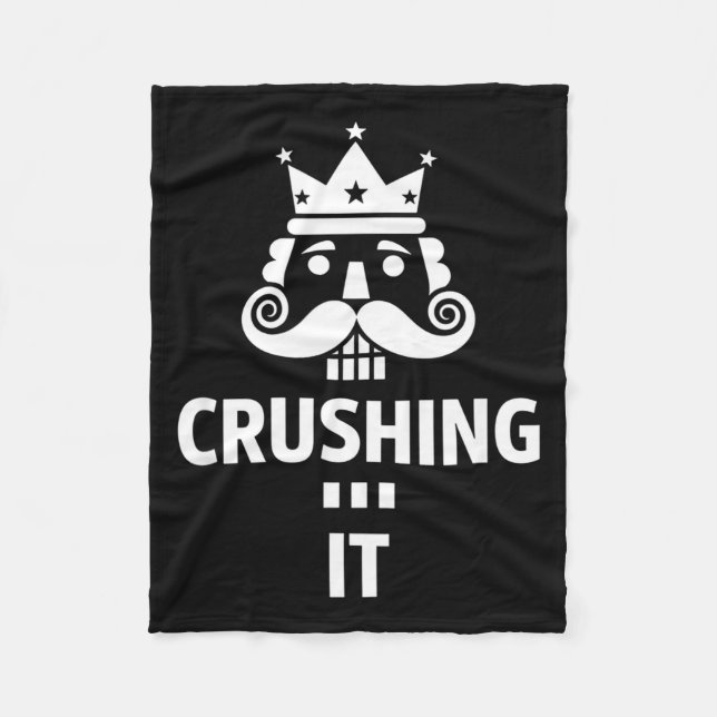 Christmas Crushing It Nutcracker - Funny Retro Ugl Fleece Blanket (Front)