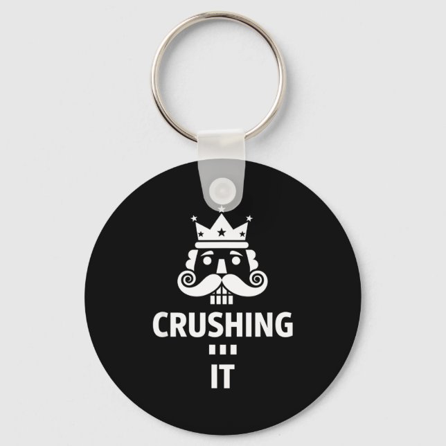 Christmas Crushing It Nutcracker - Funny Retro Ugl Key Ring (Front)
