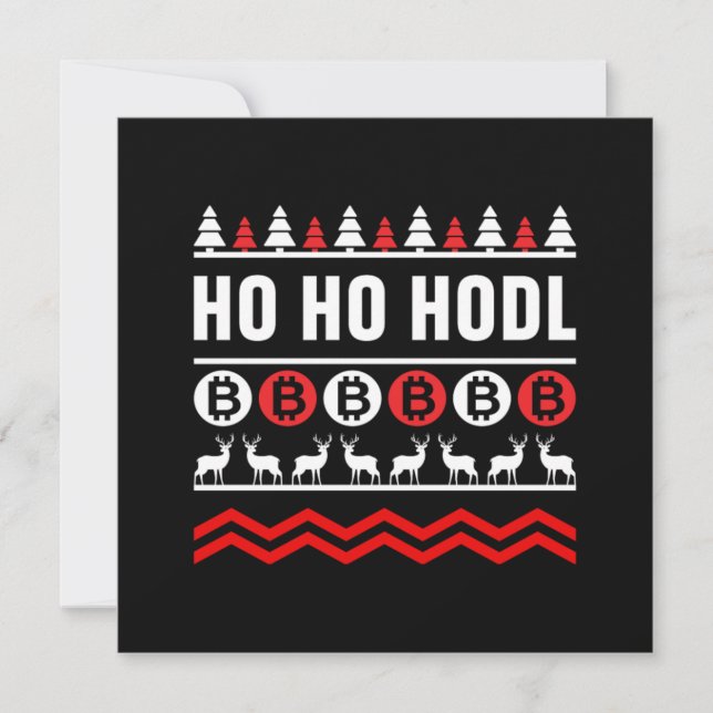 Christmas Crypto Ho Ho Hodl Bitcoin BTC Money Gift Invitation (Front)