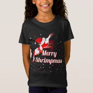 Christmas Crystal Cherry Shrimp Santa Hat Holiday T-Shirt
