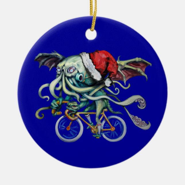 Christmas Cthulhu Ceramic Tree Decoration (Front)