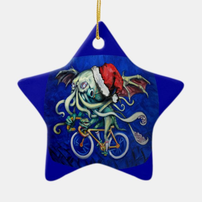 Christmas Cthulhu Ceramic Tree Decoration (Front)