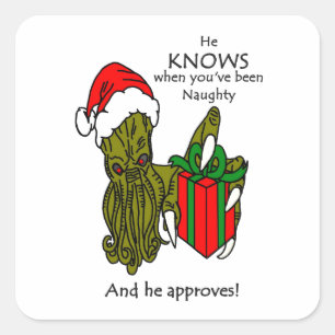 Christmas Cthulhu Square Sticker