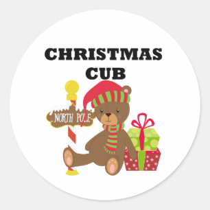 Christmas Cub Classic Round Sticker