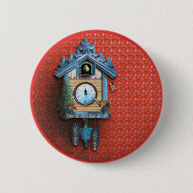 Christmas Cuckoo Clock 2¼ Inch Round Button