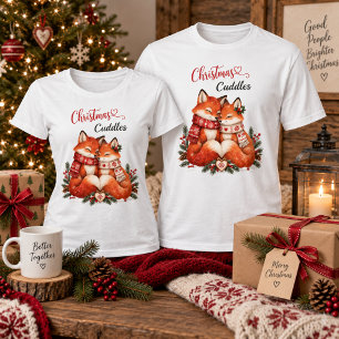 Christmas Cuddles Fox Couple Cosy Scandinavian Hol T-Shirt