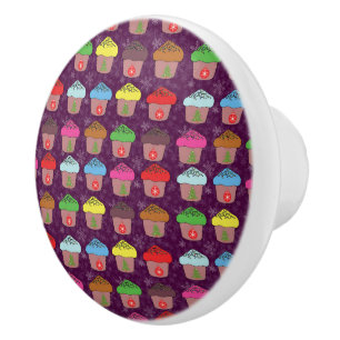 Christmas cup cakes ceramic knob