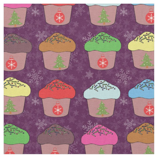 Christmas cup cakes fabric (Close Up)