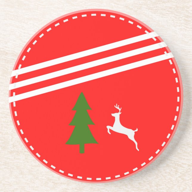 Christmas Cup Holder Red Coaster (Front)