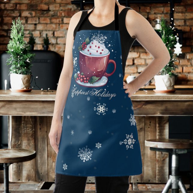 Christmas Cup of Hot Chocolate | Blue Apron (Blue Christmas Cup of Hot Chocolate Apron)
