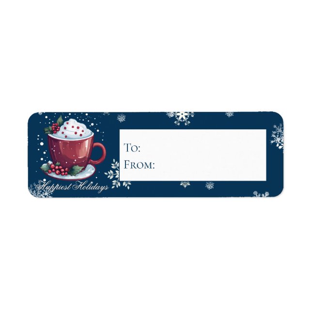 Christmas Cup of Hot Chocolate | Blue Gift (Front)