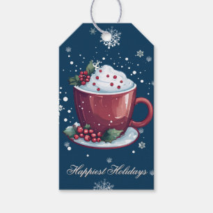 Christmas Cup of Hot Chocolate Blue Gift Tags
